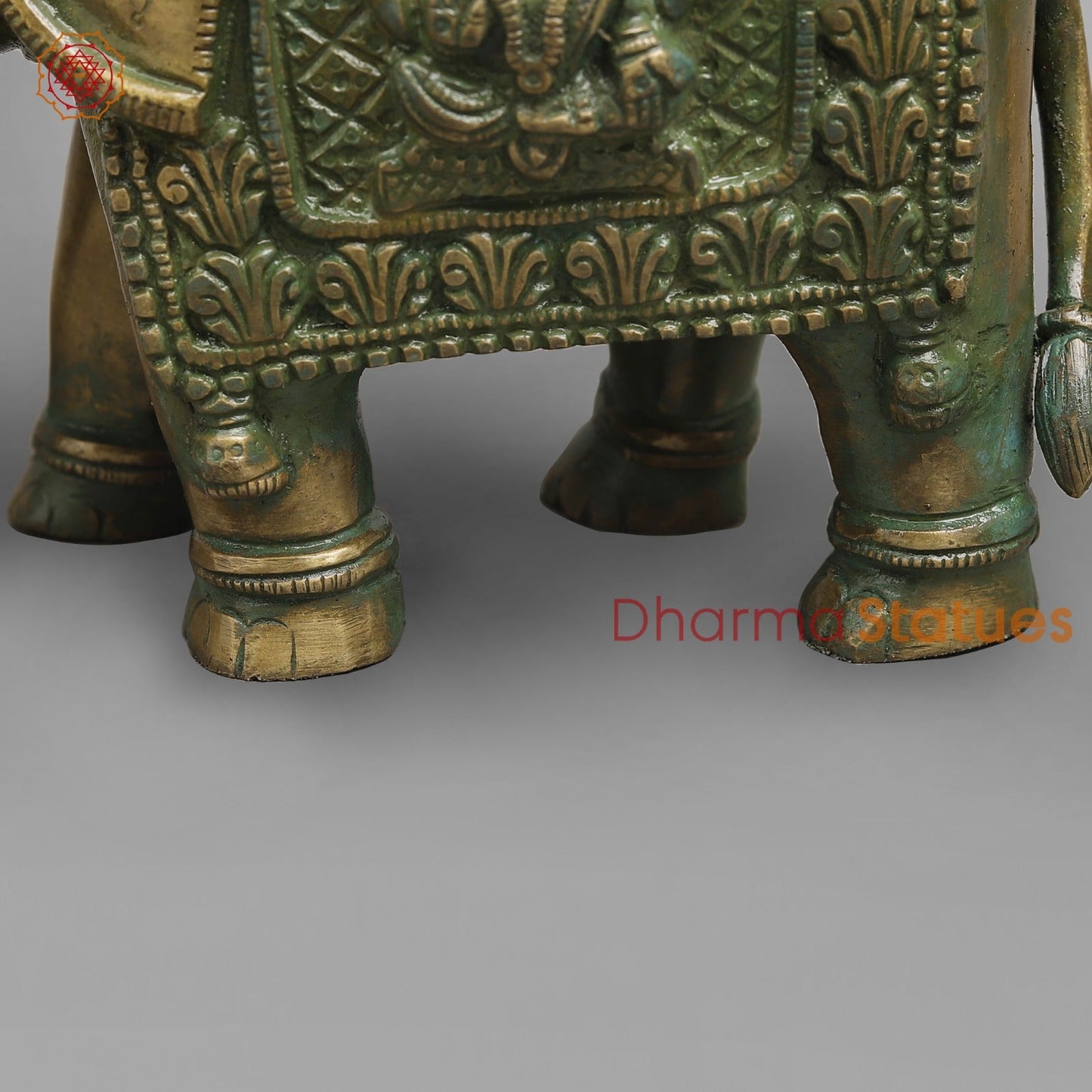 Brass Elephants Fine Carving, Patina Finish 9” (Pair)