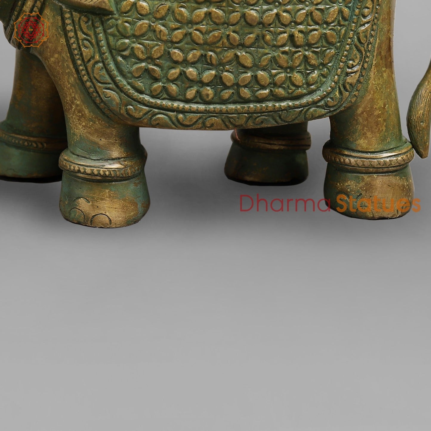 Brass Elephants Flower Carving, Patina Finish 9” (Pair)