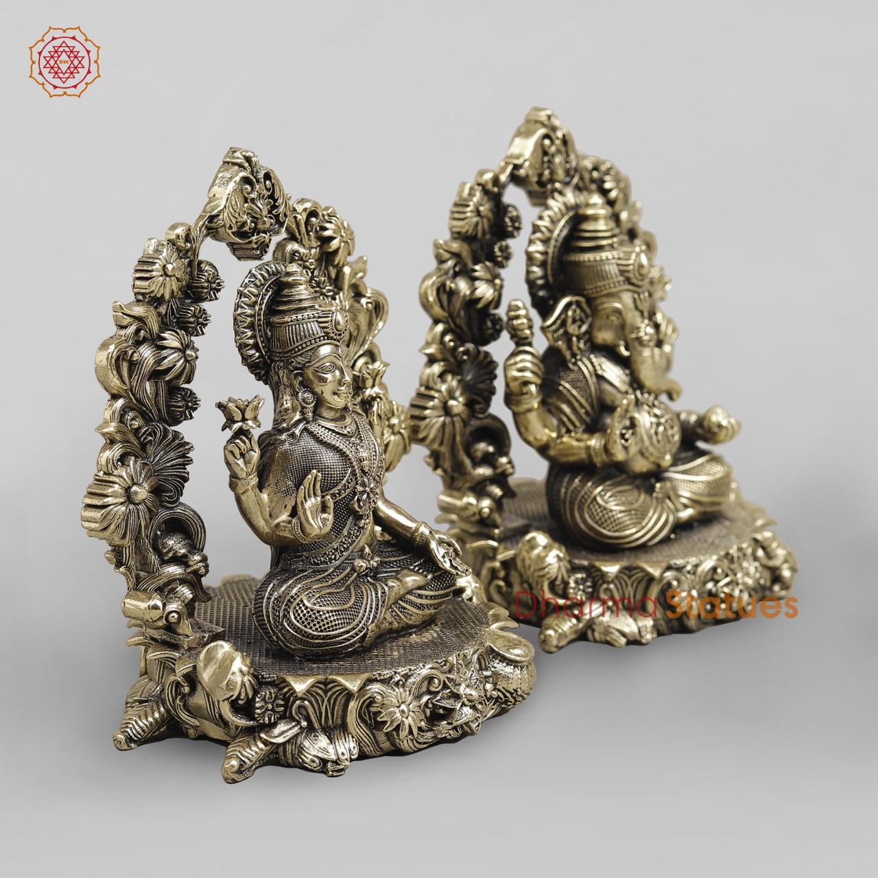 Brass Lakshmi Ganesh With Arch Fine 5”