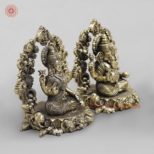 Brass Lakshmi Ganesh With Arch Fine 5”