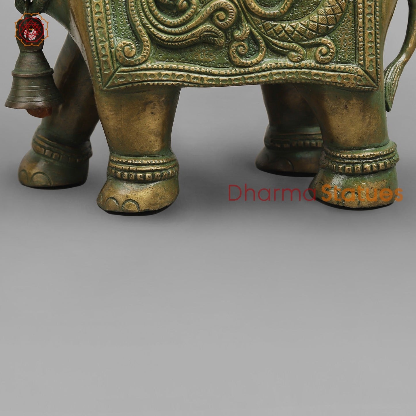 Brass Elephants Pair Peacock carving Fine, Patina Finish 12”