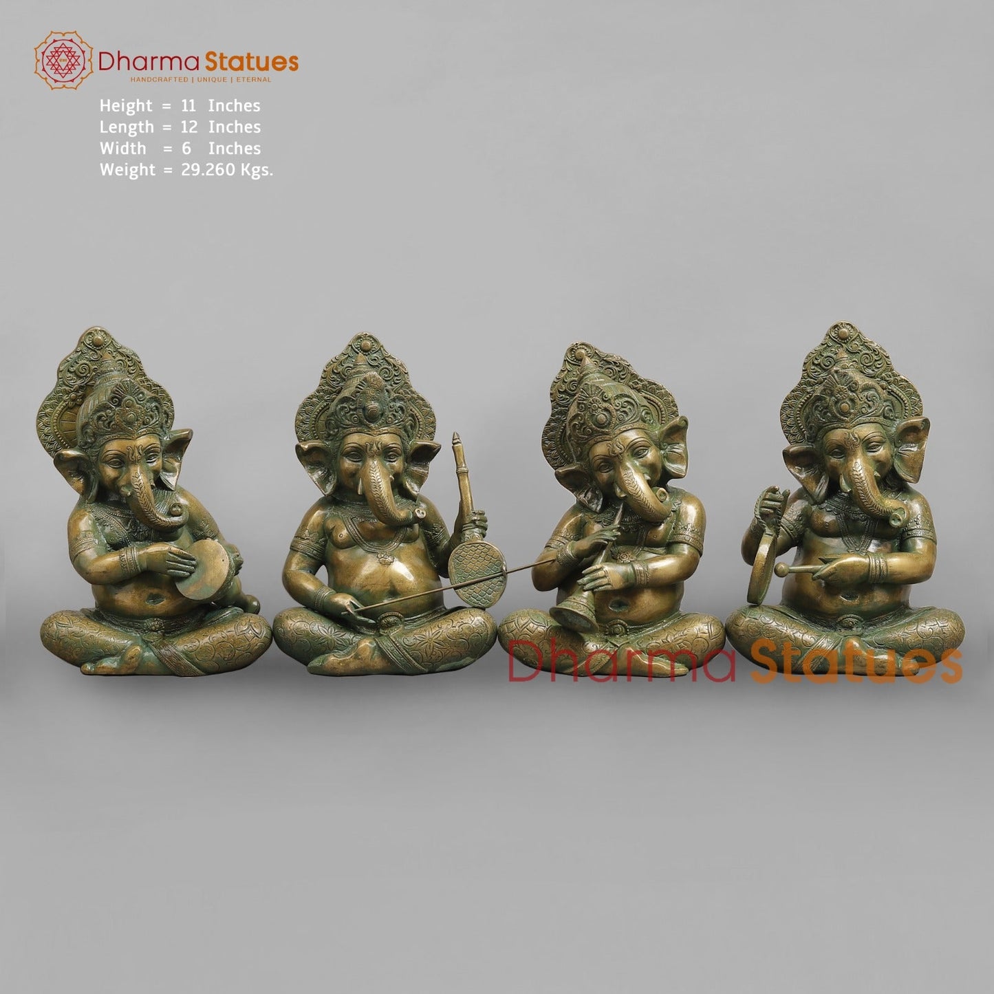Brass Musicians Ganesh Fine, Patina Finish 11”