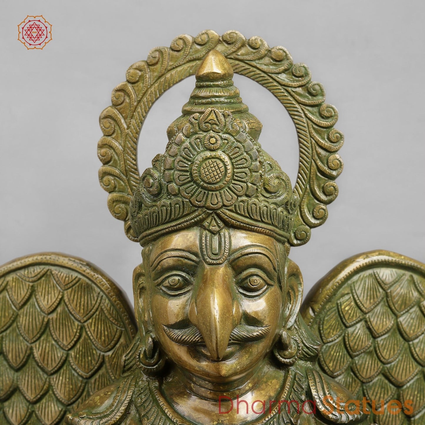 Brass Garuda Seated Fine, Patina Finish 27”