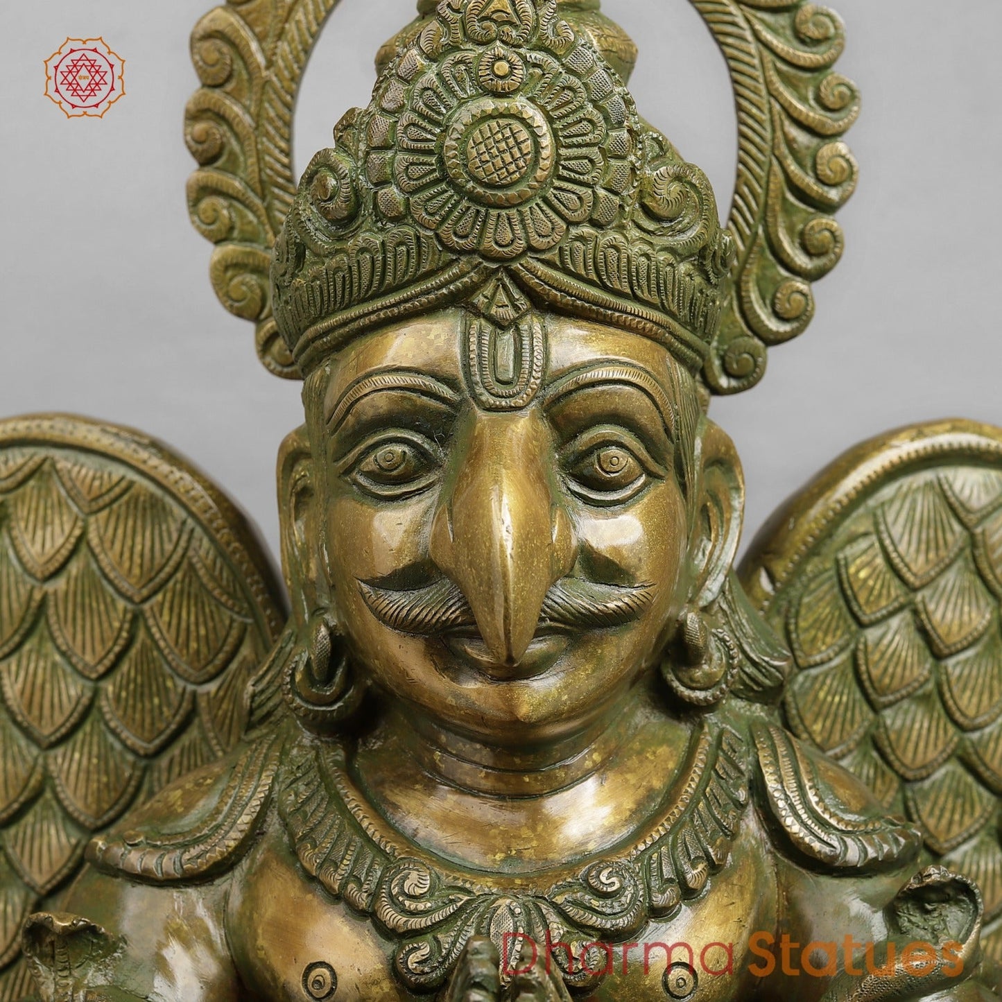 Brass Garuda Seated Fine, Patina Finish 27”
