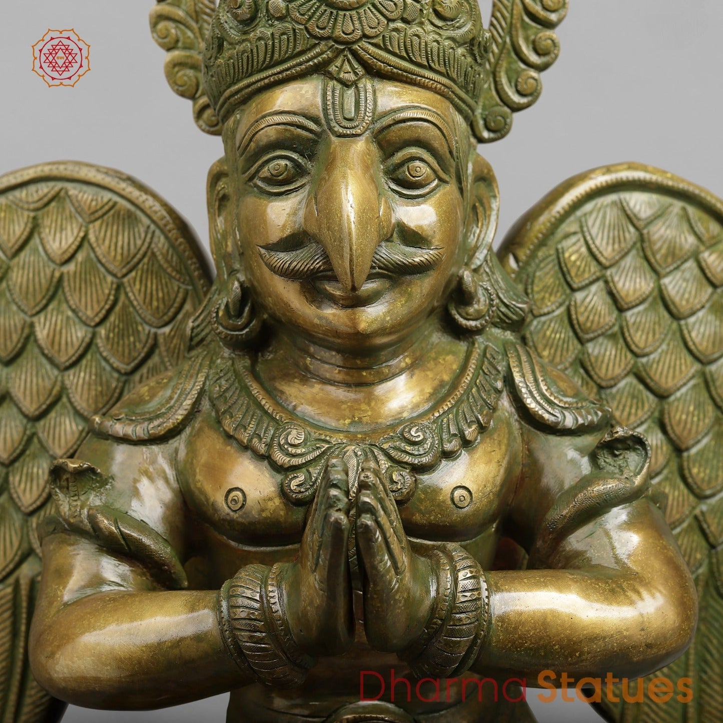 Brass Garuda Seated Fine, Patina Finish 27”