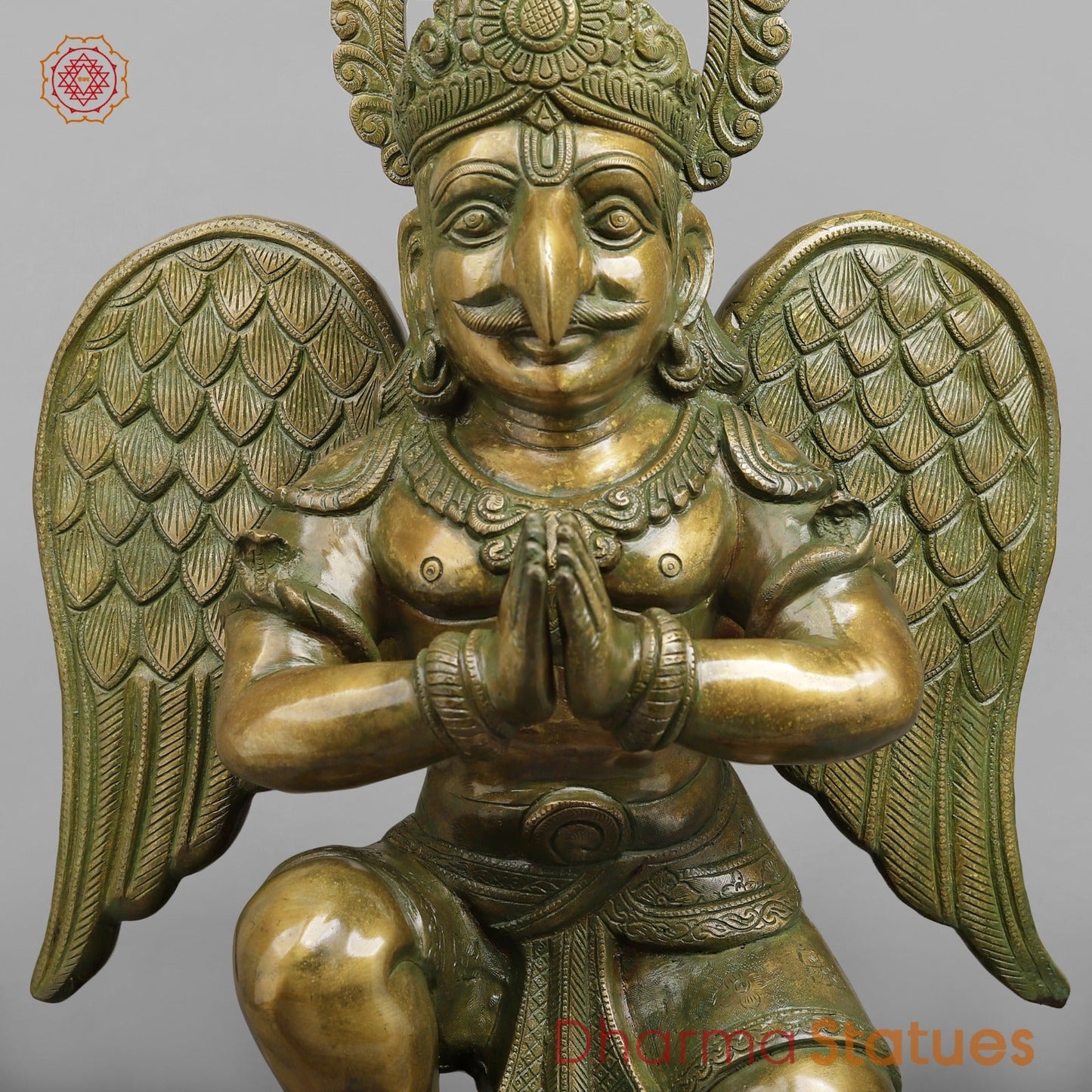 Brass Garuda Seated Fine, Patina Finish 27”