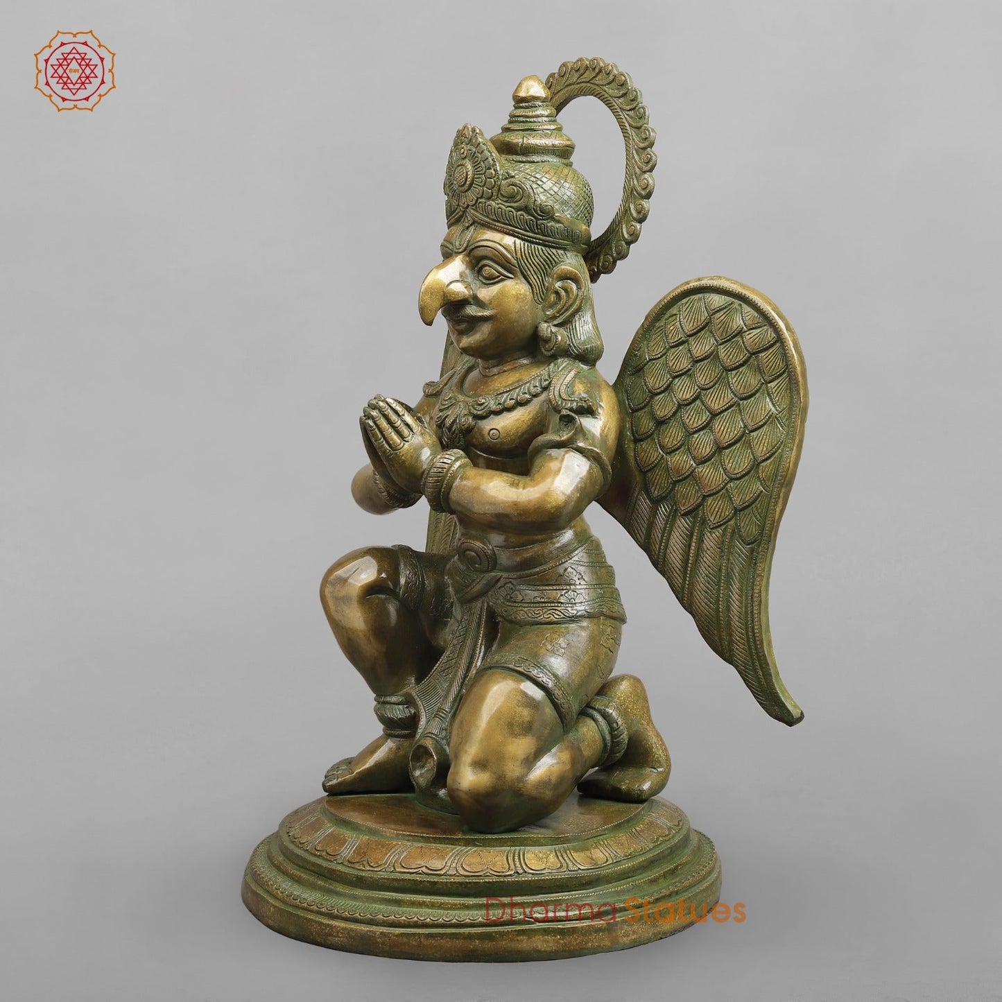 Brass Garuda Seated Fine, Patina Finish 27”