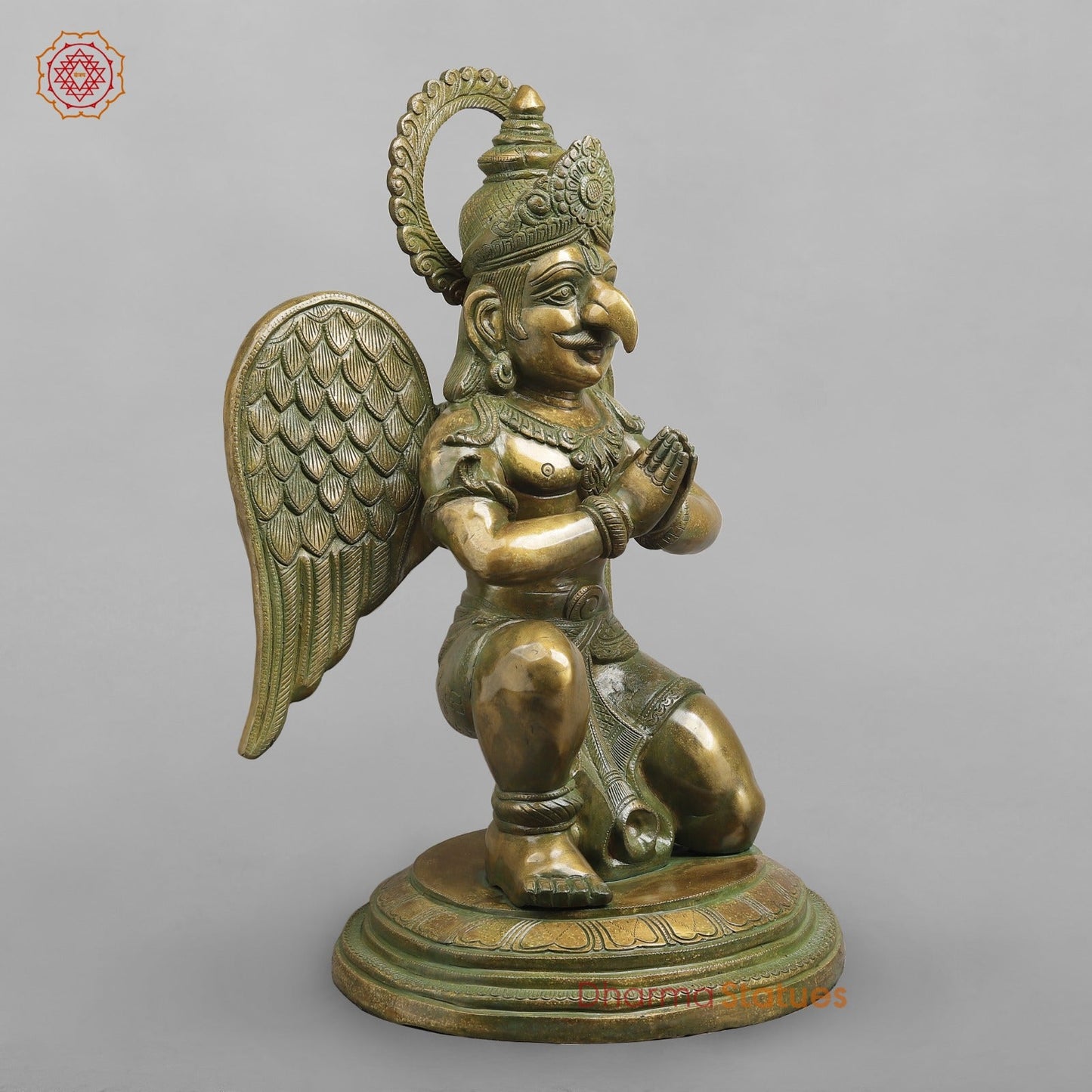 Brass Garuda Seated Fine, Patina Finish 27”