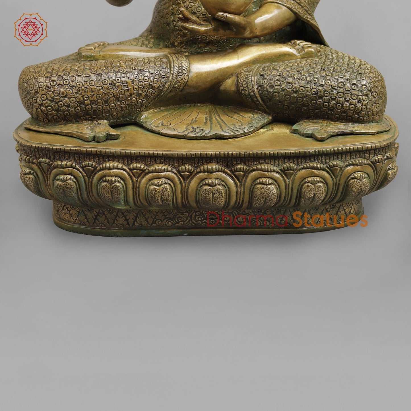 Brass Buddha seated Blessing Posture, Antique Patina Finish 22”