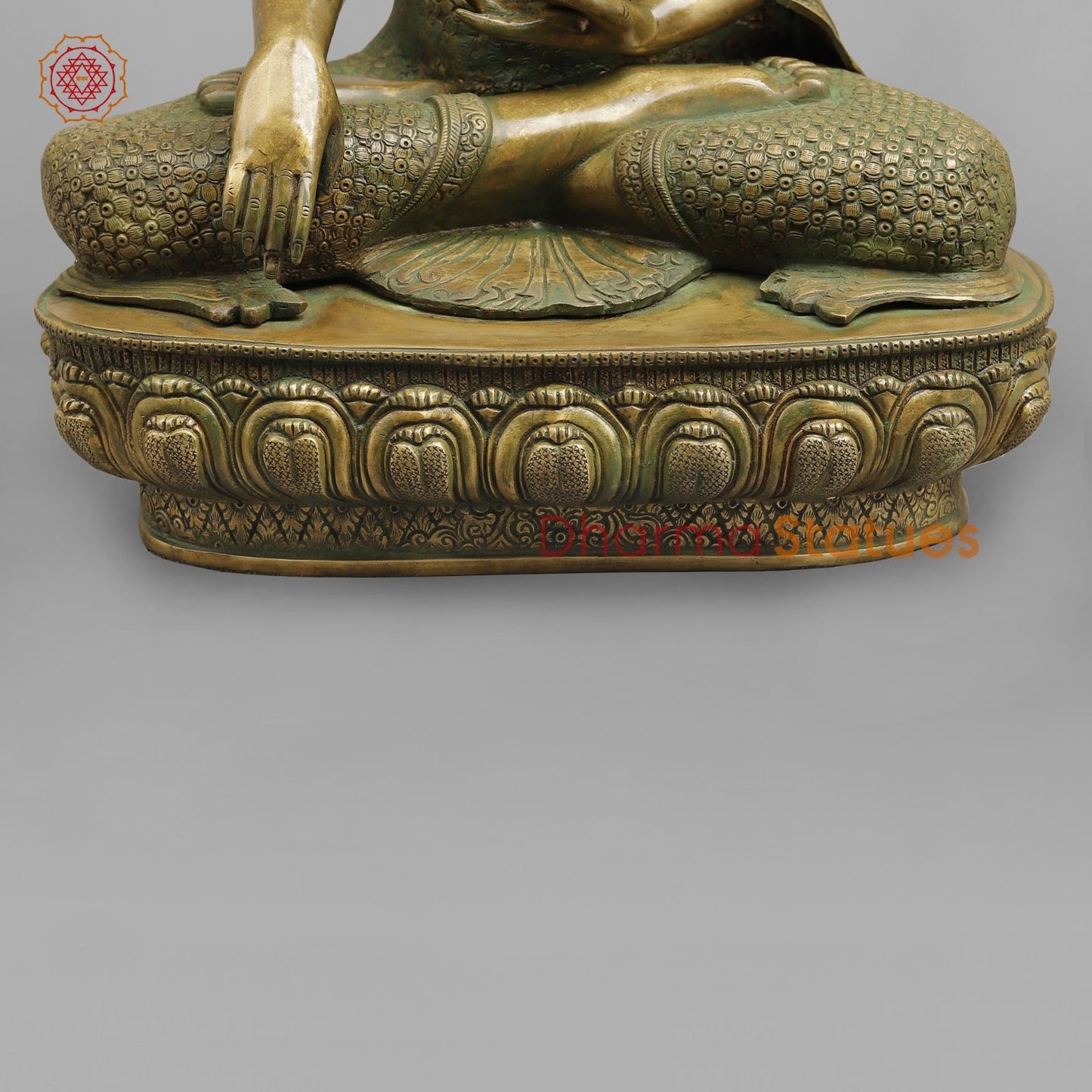 Brass Buddha Seated sakyamuni (Bhumi spasht), Antique Patina Finish 22”