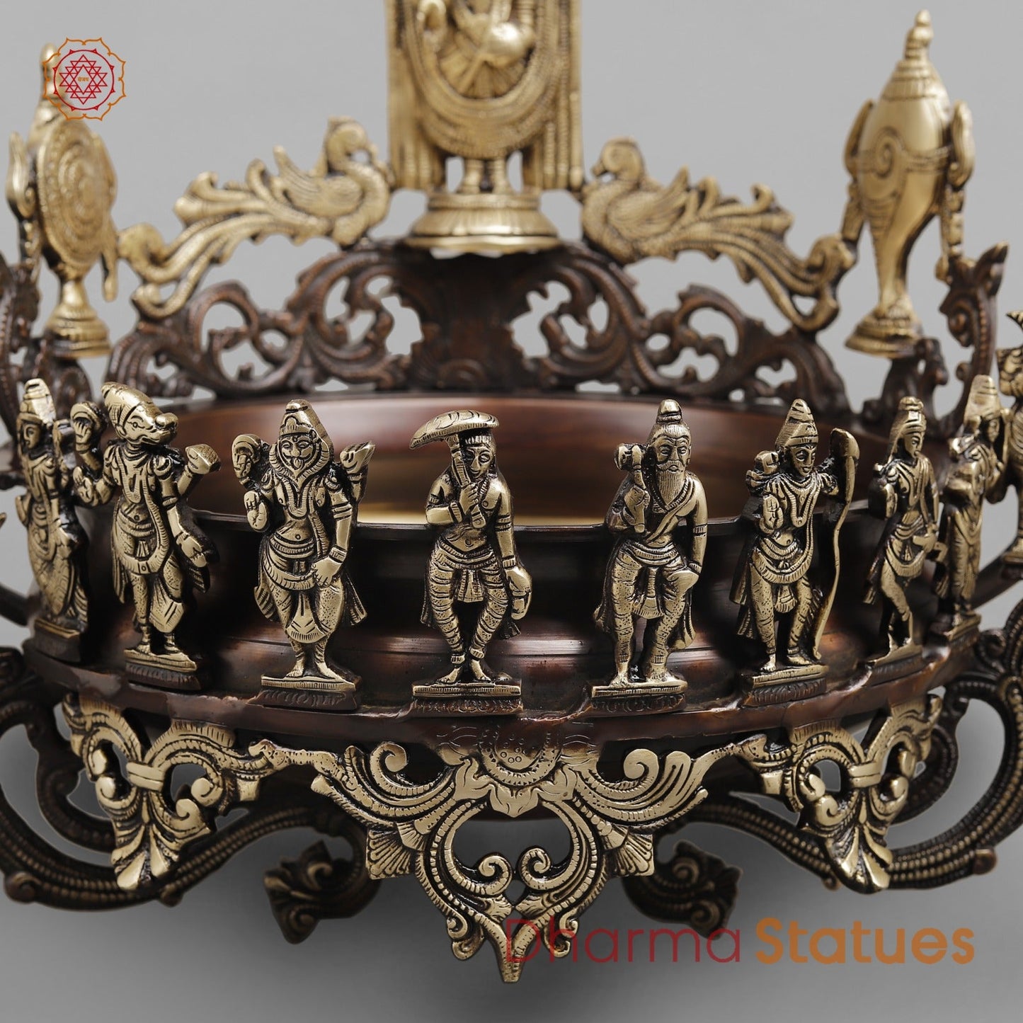 Brass Tirupati Balaji urli With Dasvatar Fine, Copper and Gold Finish 16.5"