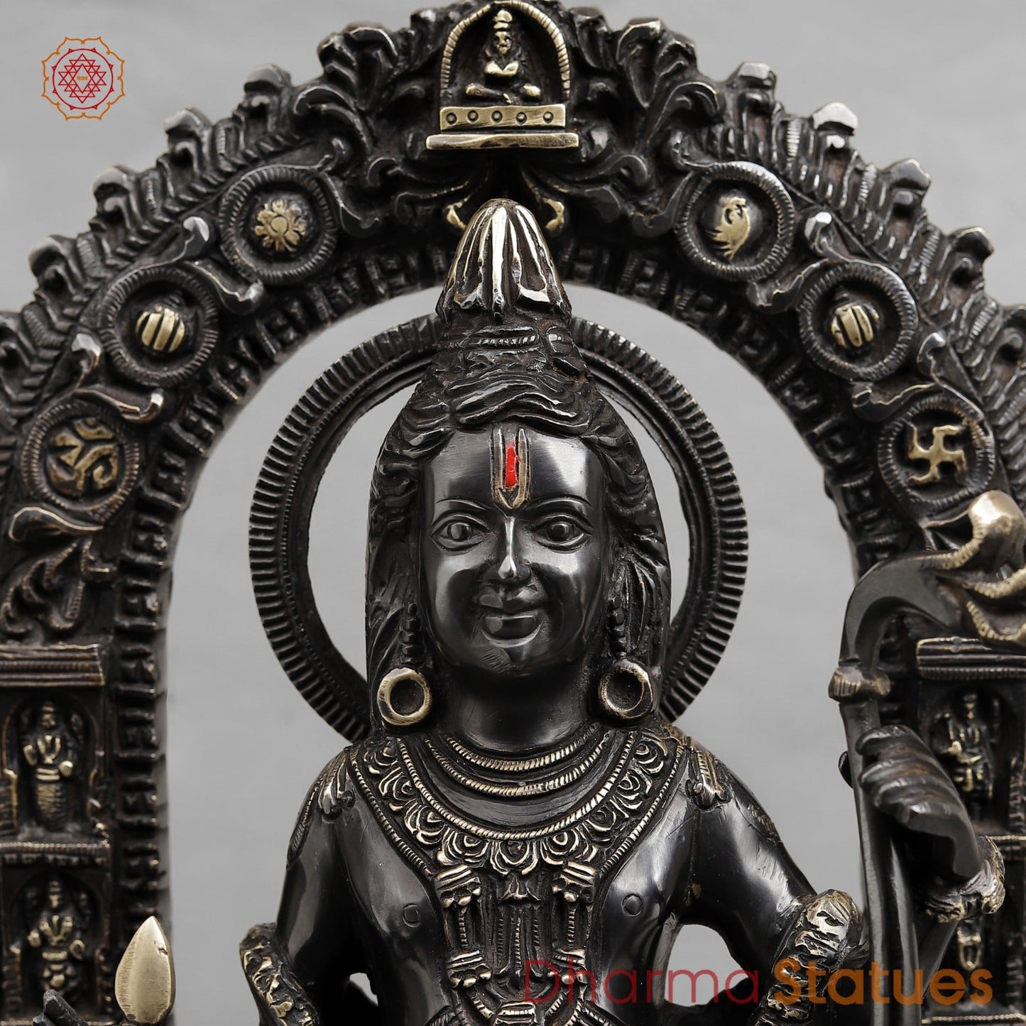 Brass Ram Lalla With Arch Fine (Ayodhya Ram),Royal Black Finish 18.5"