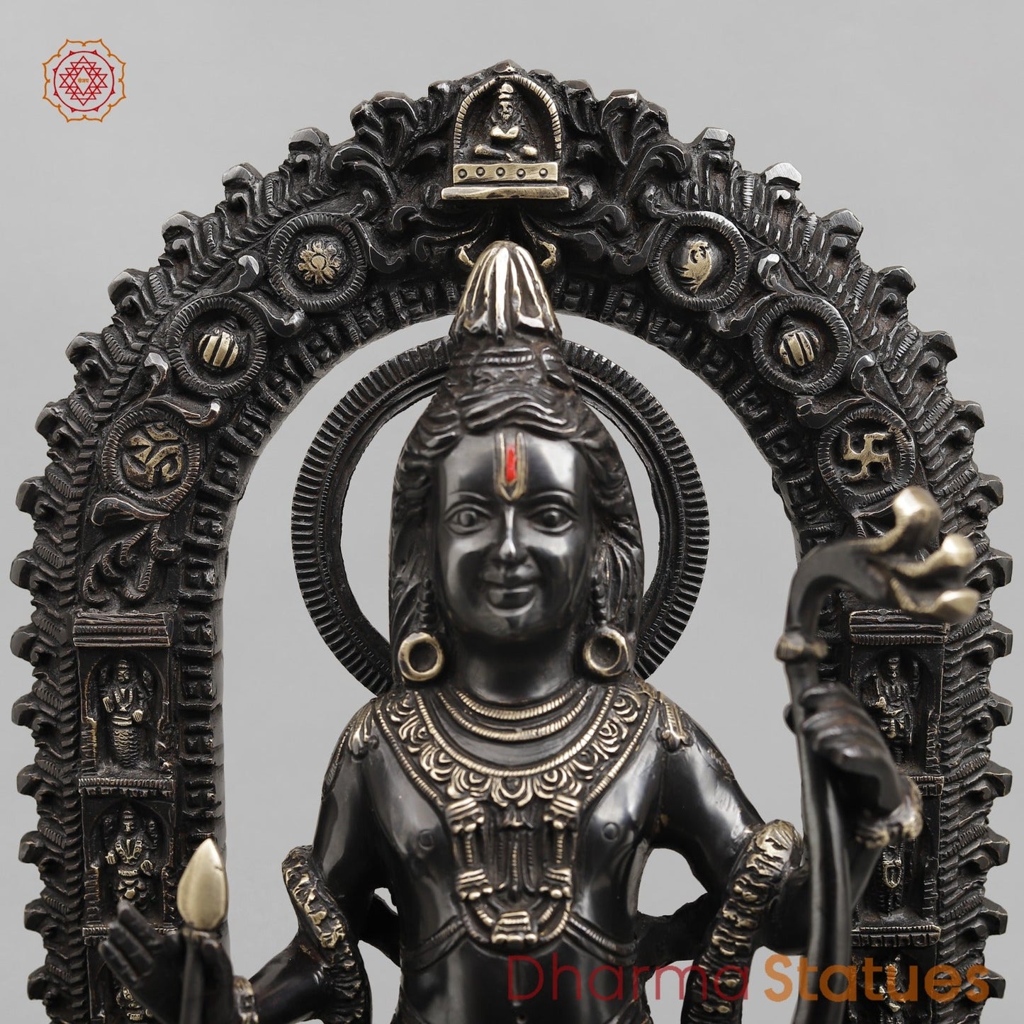Brass Ram Lalla With Arch Fine (Ayodhya Ram),Royal Black Finish 18.5"