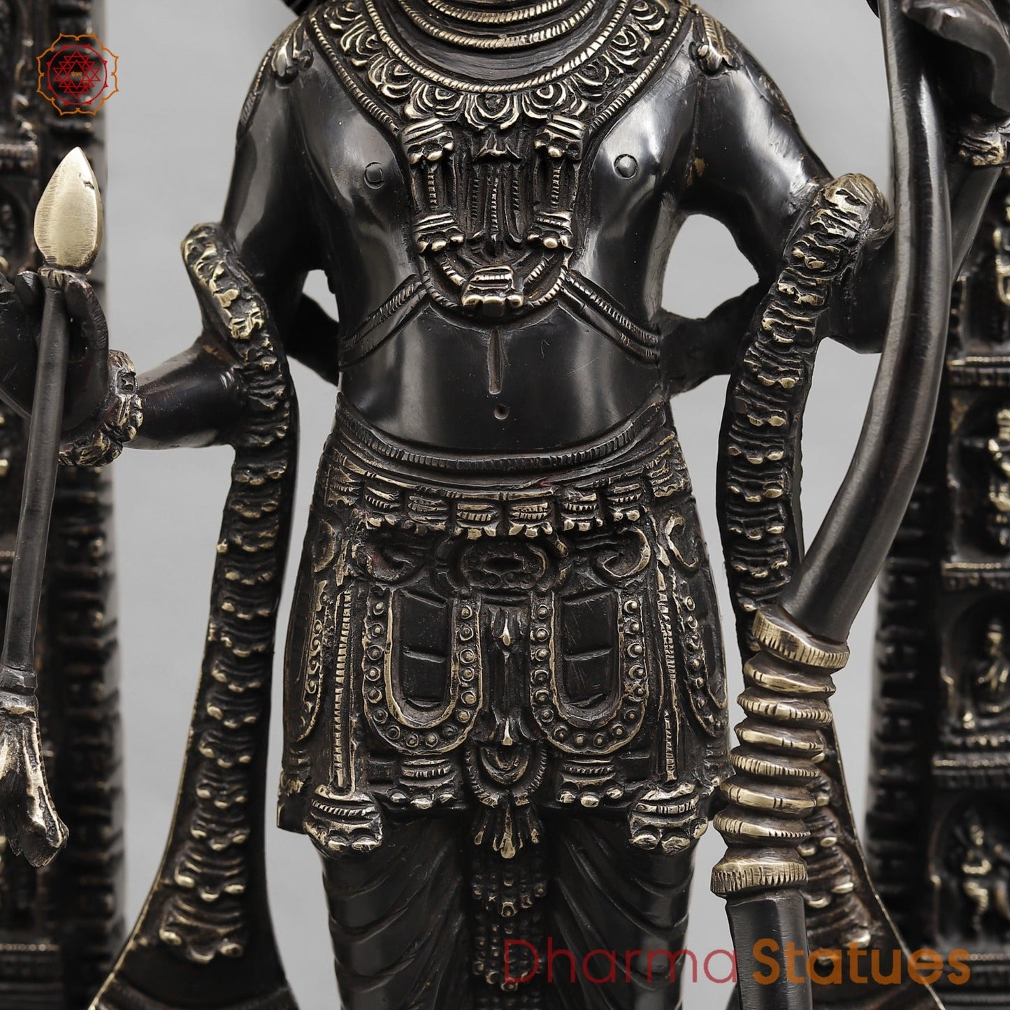 Brass Ram Lalla With Arch Fine (Ayodhya Ram),Royal Black Finish 18.5"