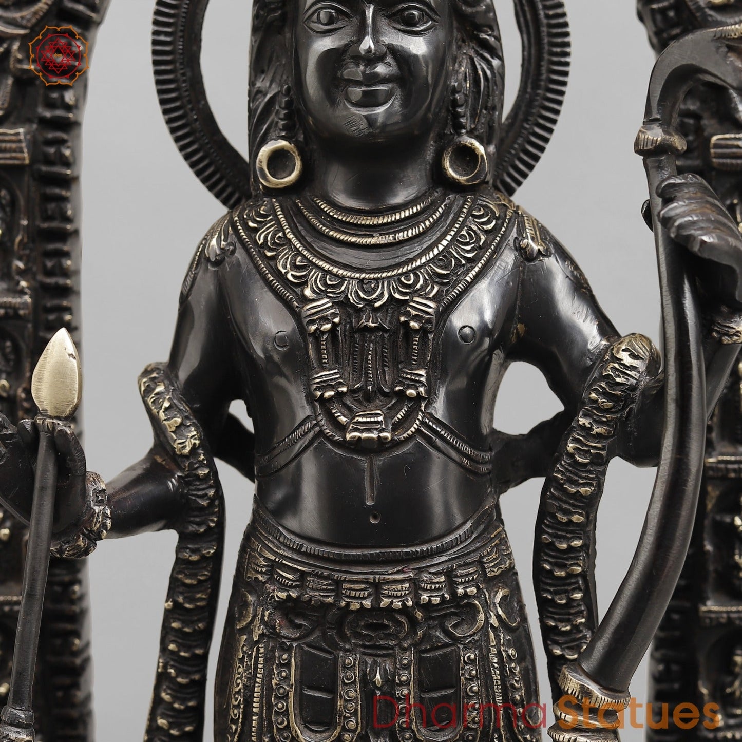 Brass Ram Lalla With Arch Fine (Ayodhya Ram),Royal Black Finish 18.5"