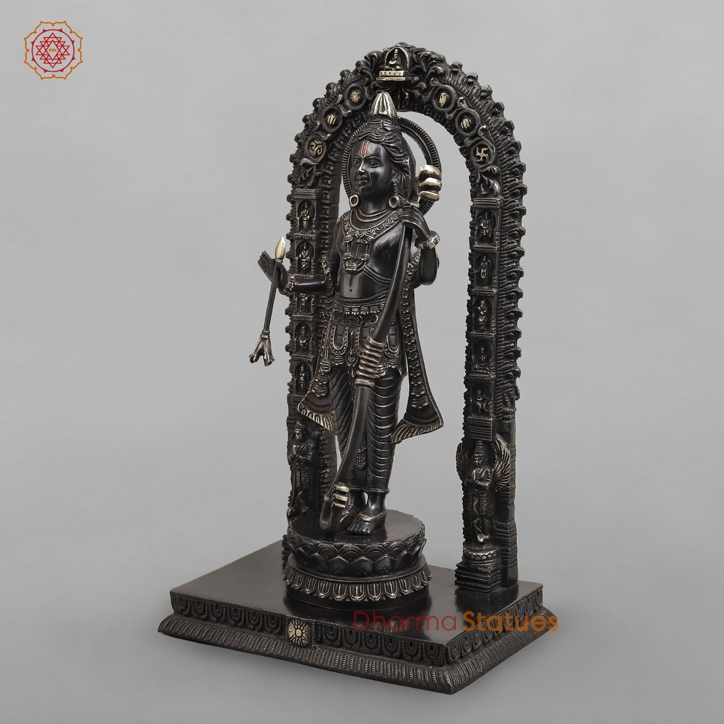Brass Ram Lalla With Arch Fine (Ayodhya Ram),Royal Black Finish 18.5"