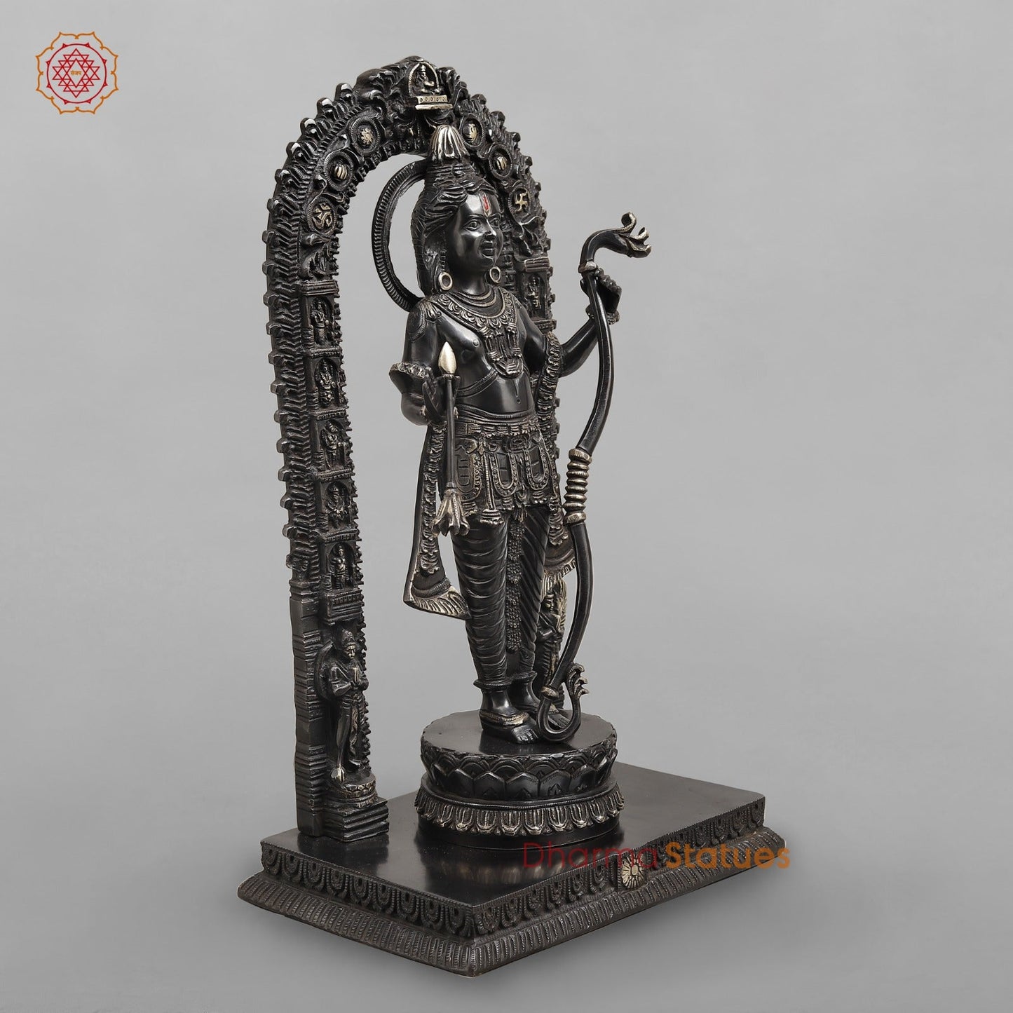 Brass Ram Lalla With Arch Fine (Ayodhya Ram),Royal Black Finish 18.5"