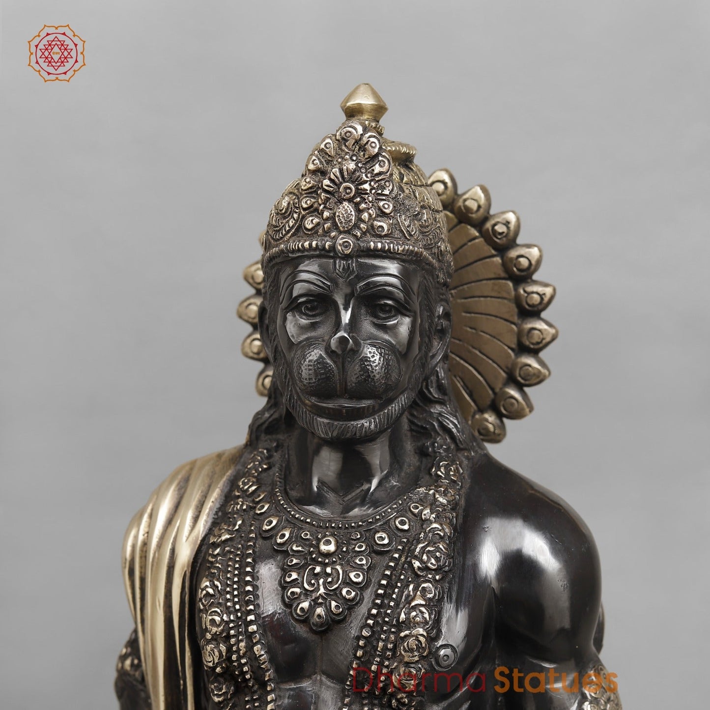 Brass Bahubali Hanuman ji Standing Fine, Royal Black Finish 23"