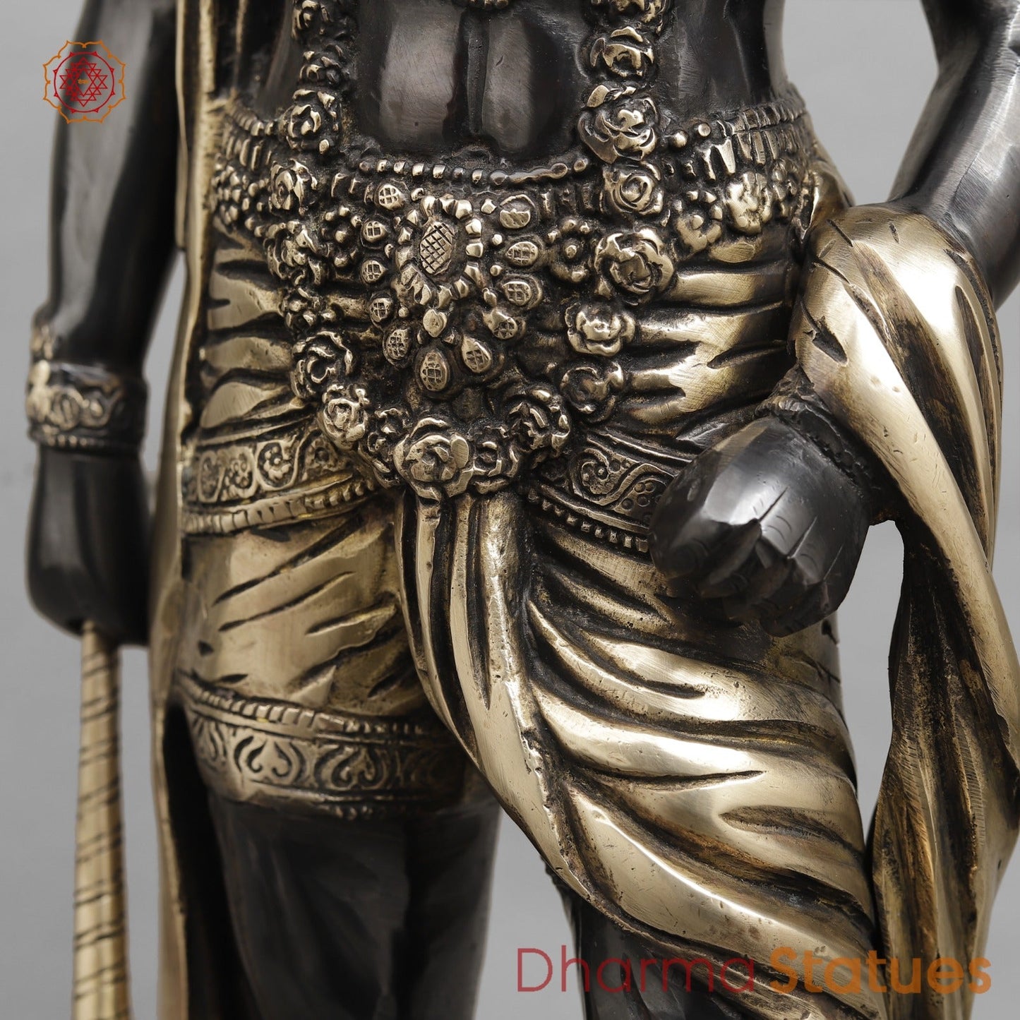 Brass Bahubali Hanuman ji Standing Fine, Royal Black Finish 23"