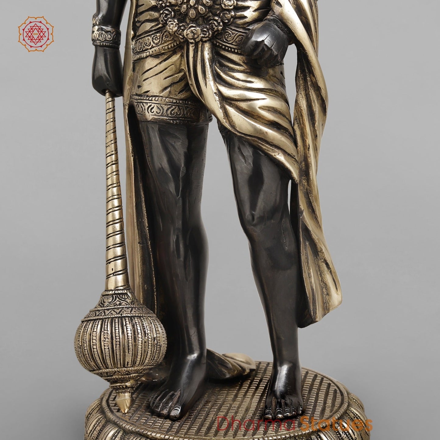 Brass Bahubali Hanuman ji Standing Fine, Royal Black Finish 23"