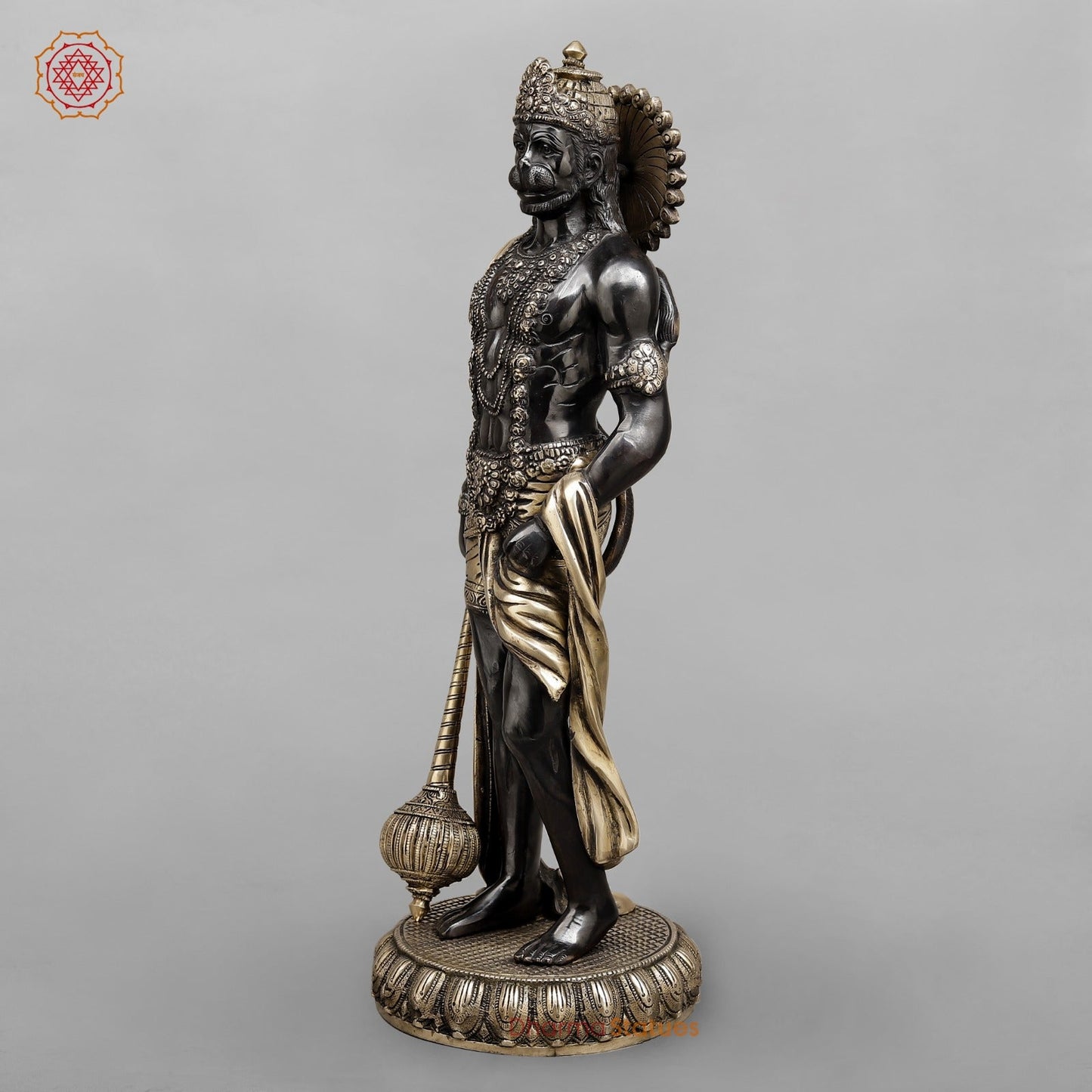 Brass Bahubali Hanuman ji Standing Fine, Royal Black Finish 23"