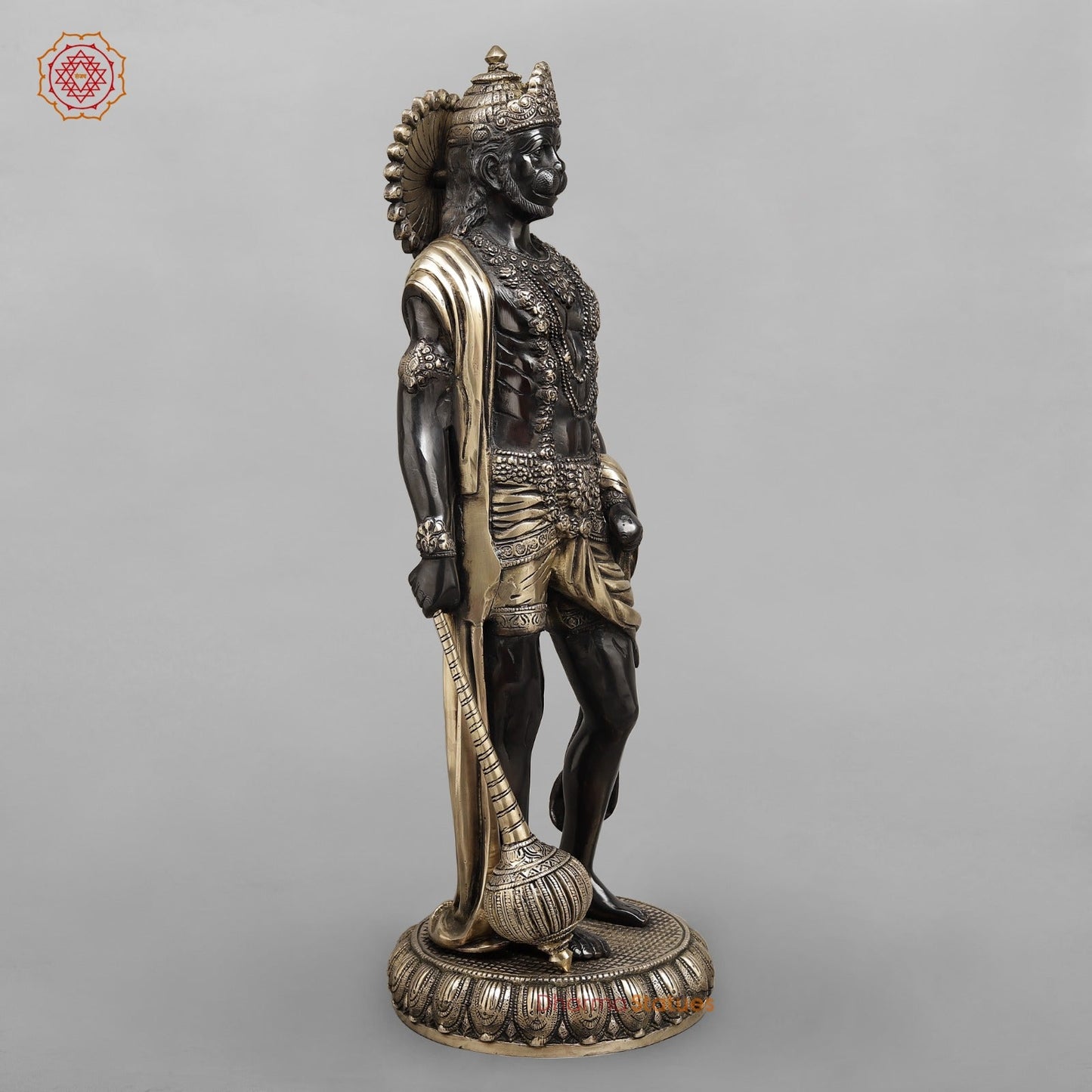 Brass Bahubali Hanuman ji Standing Fine, Royal Black Finish 23"