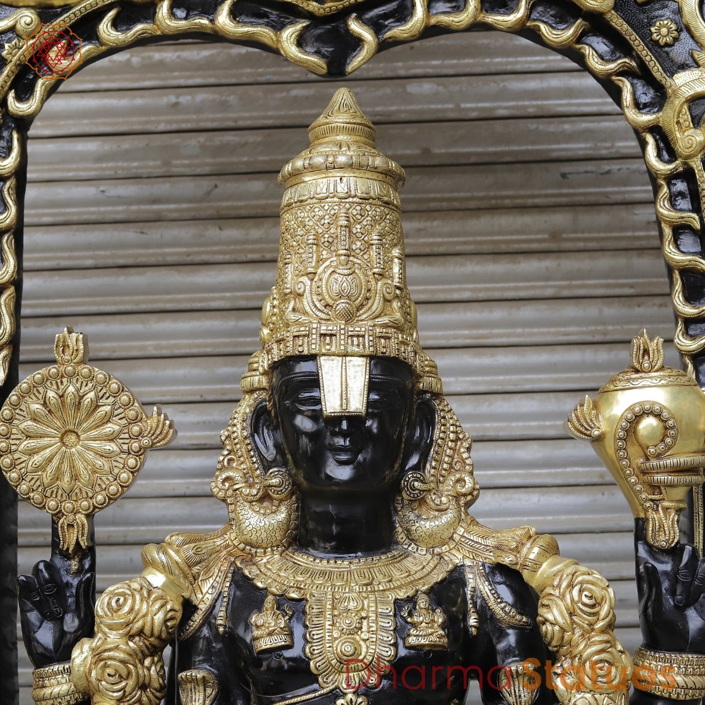Brass Balaji Large with Dasvatar And Ashtlakshmi Arch Fine, Black And Gold Finish 92"