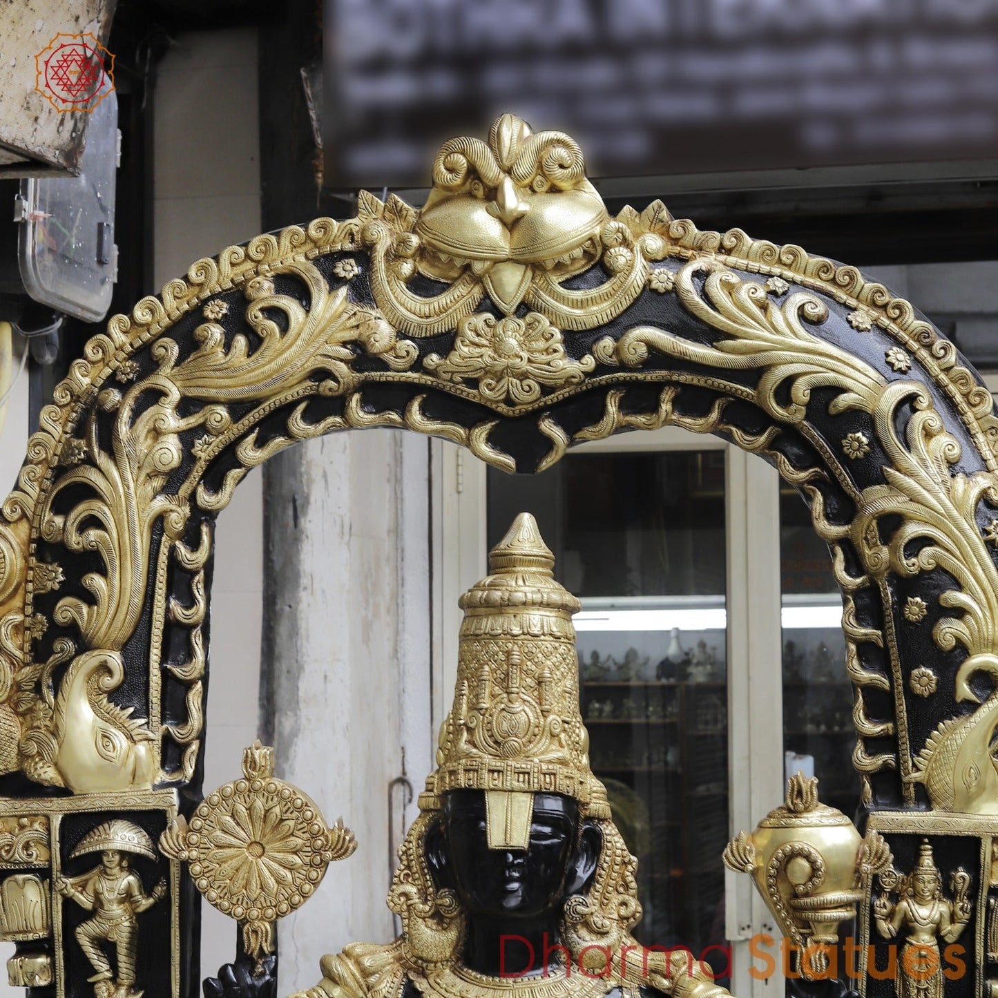 Brass Balaji Large with Dasvatar And Ashtlakshmi Arch Fine, Black And Gold Finish 92"