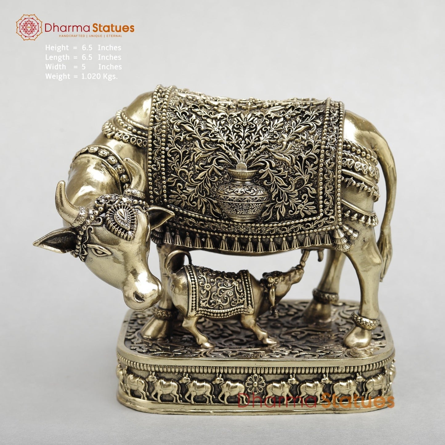Brass Cow with calf(Kamdhenu) Fine 6.5”