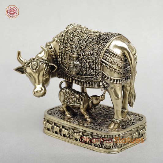 Brass Cow with calf(Kamdhenu) Fine 6.5”