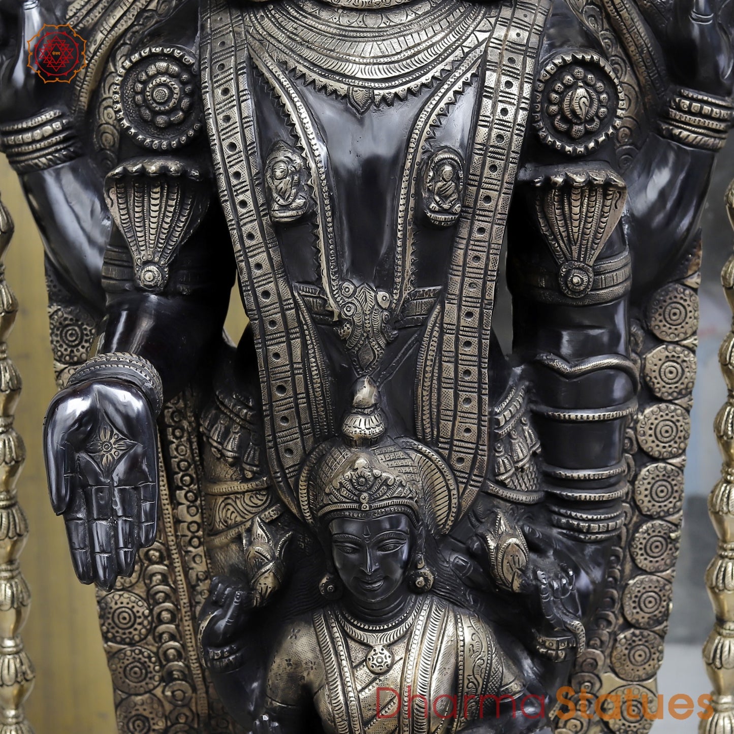 Brass Tirupati Balaji With Dhanlakshmi Fine, Black and Gold Finish 52”