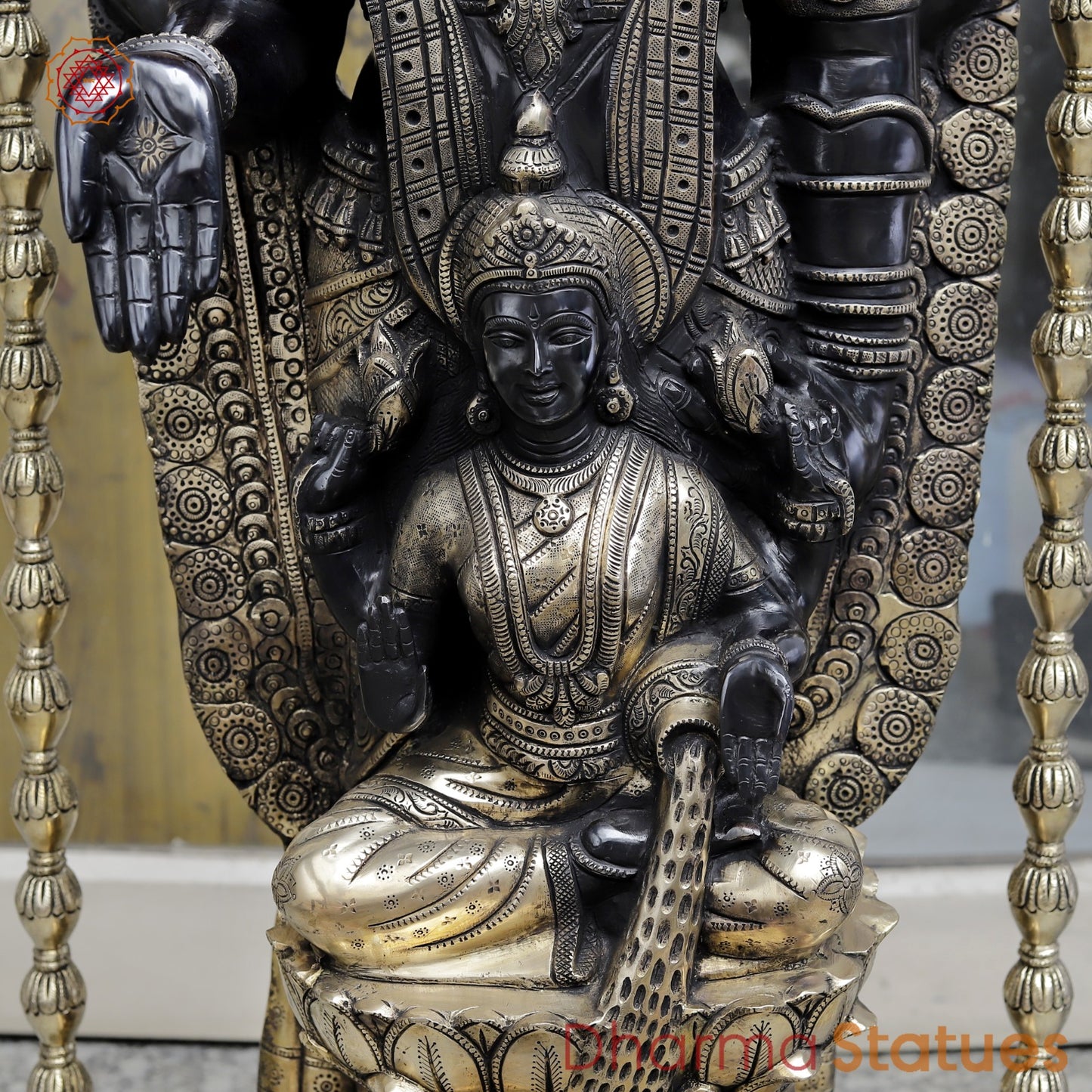 Brass Tirupati Balaji With Dhanlakshmi Fine, Black and Gold Finish 52”