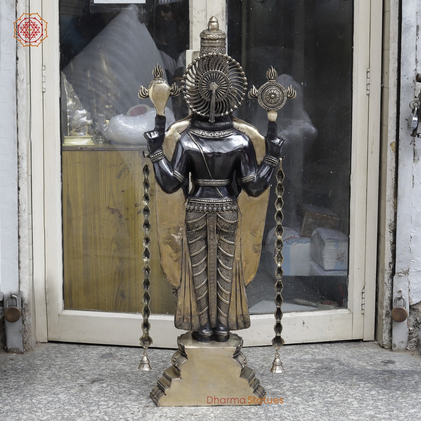 Brass Tirupati Balaji With Dhanlakshmi Fine, Black and Gold Finish 52”