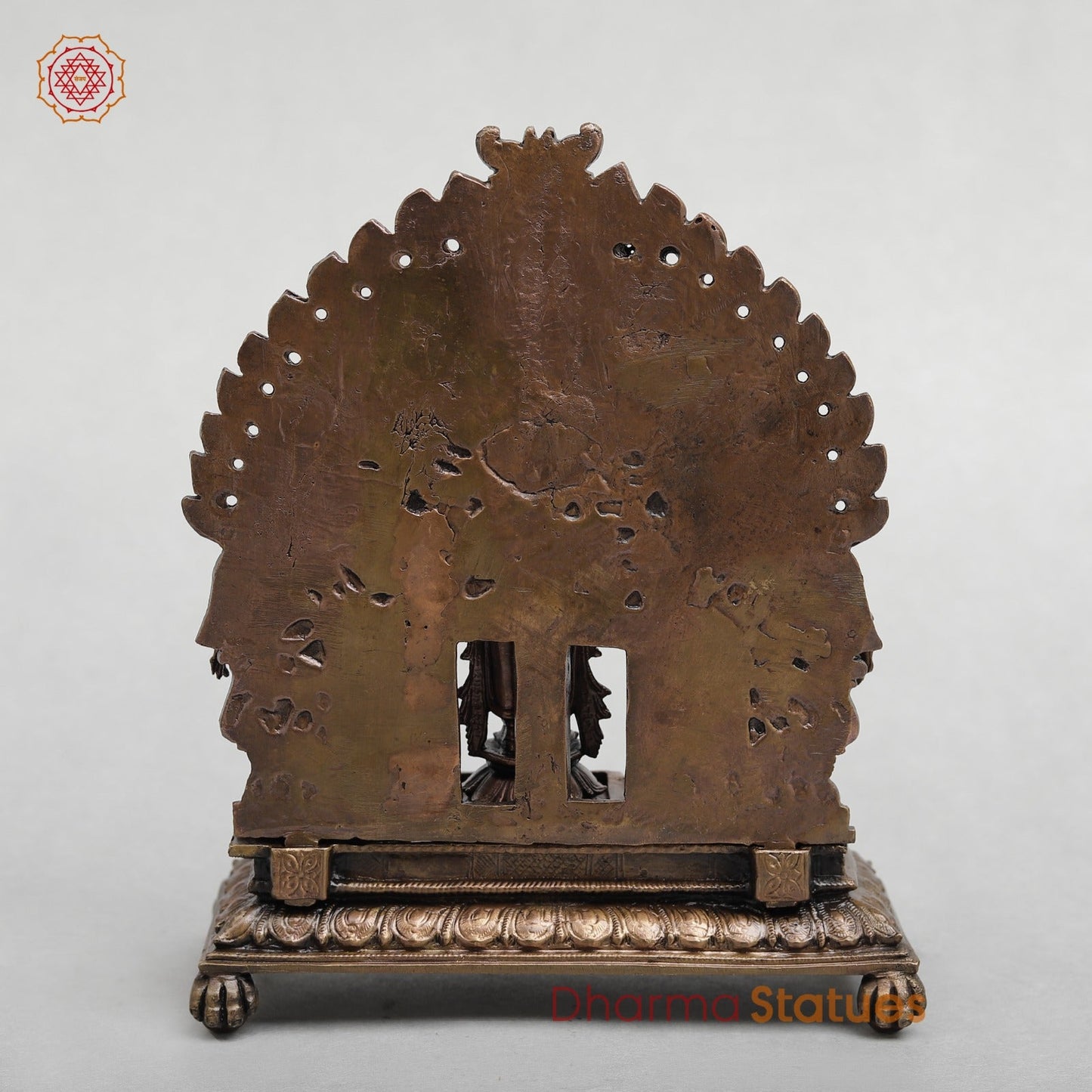 Copper Vishnu, Sridevi, Bhudevi With Arch Fine 7.5"