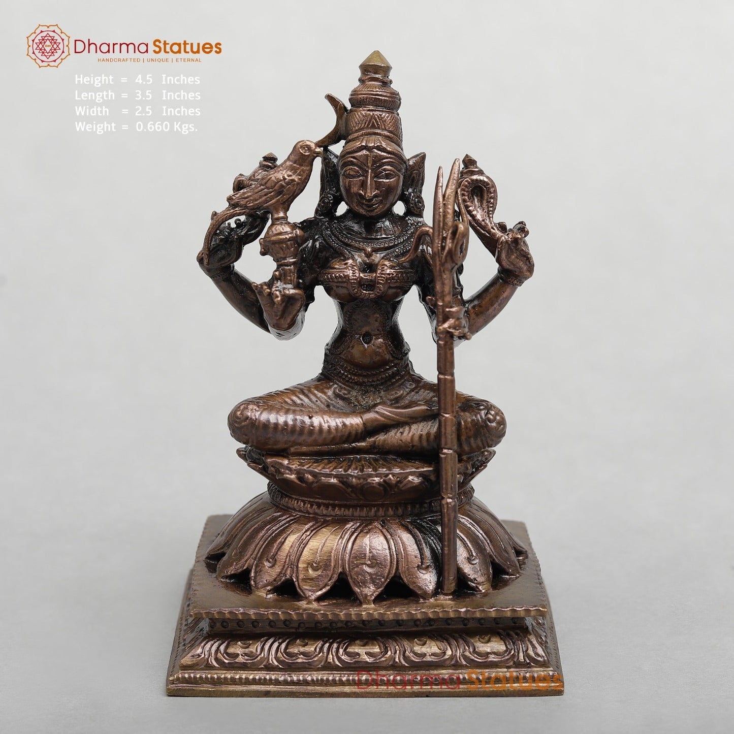 Copper RajaRajeshwari (Tripura Sundari) Fine 4.5"