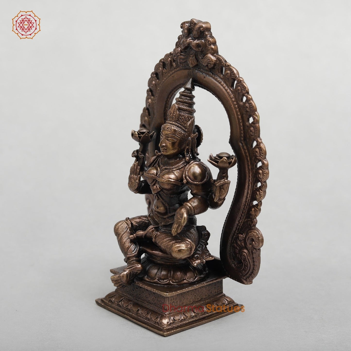 Copper Lakshmi Seated With Arch 5.5”