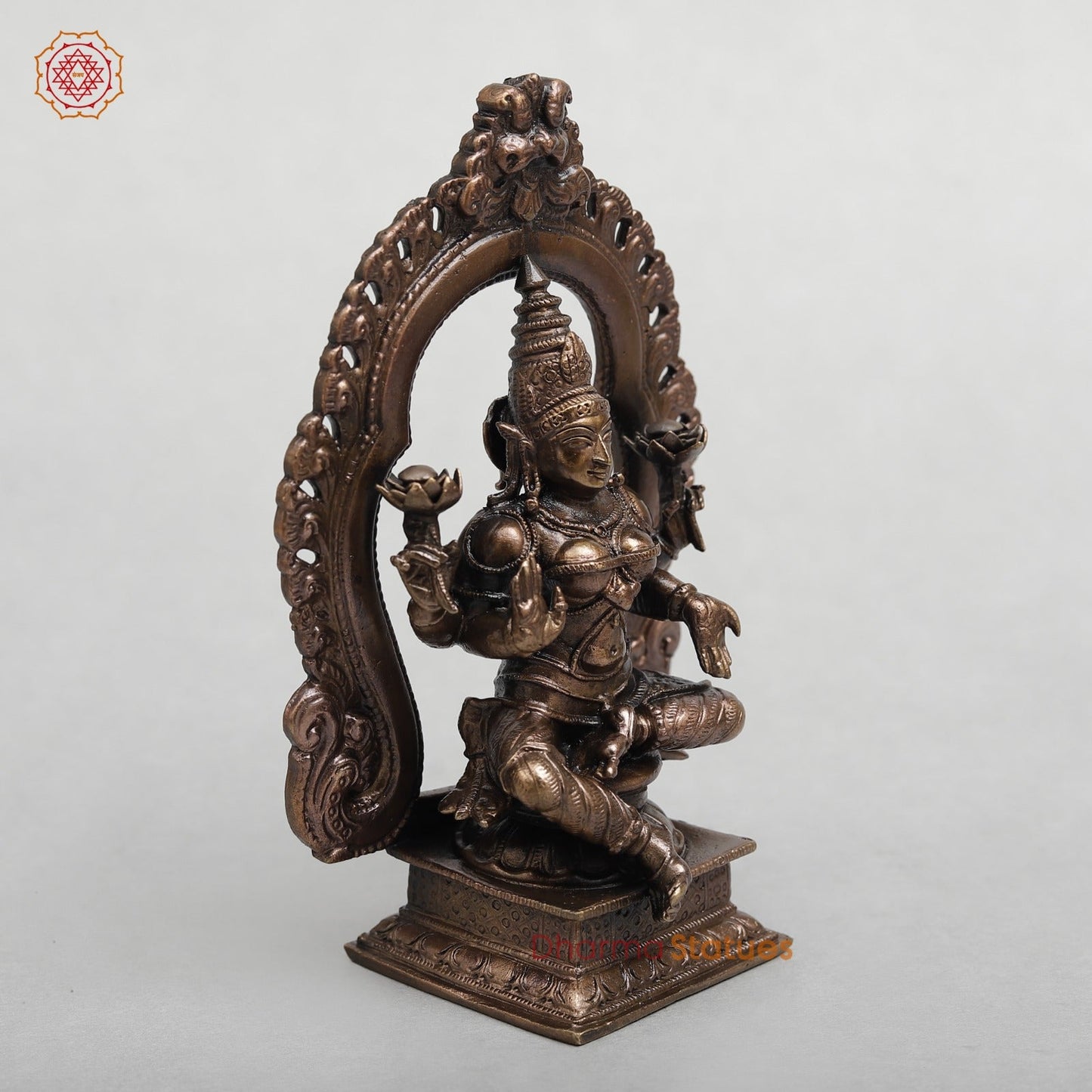 Copper Lakshmi Seated With Arch 5.5”