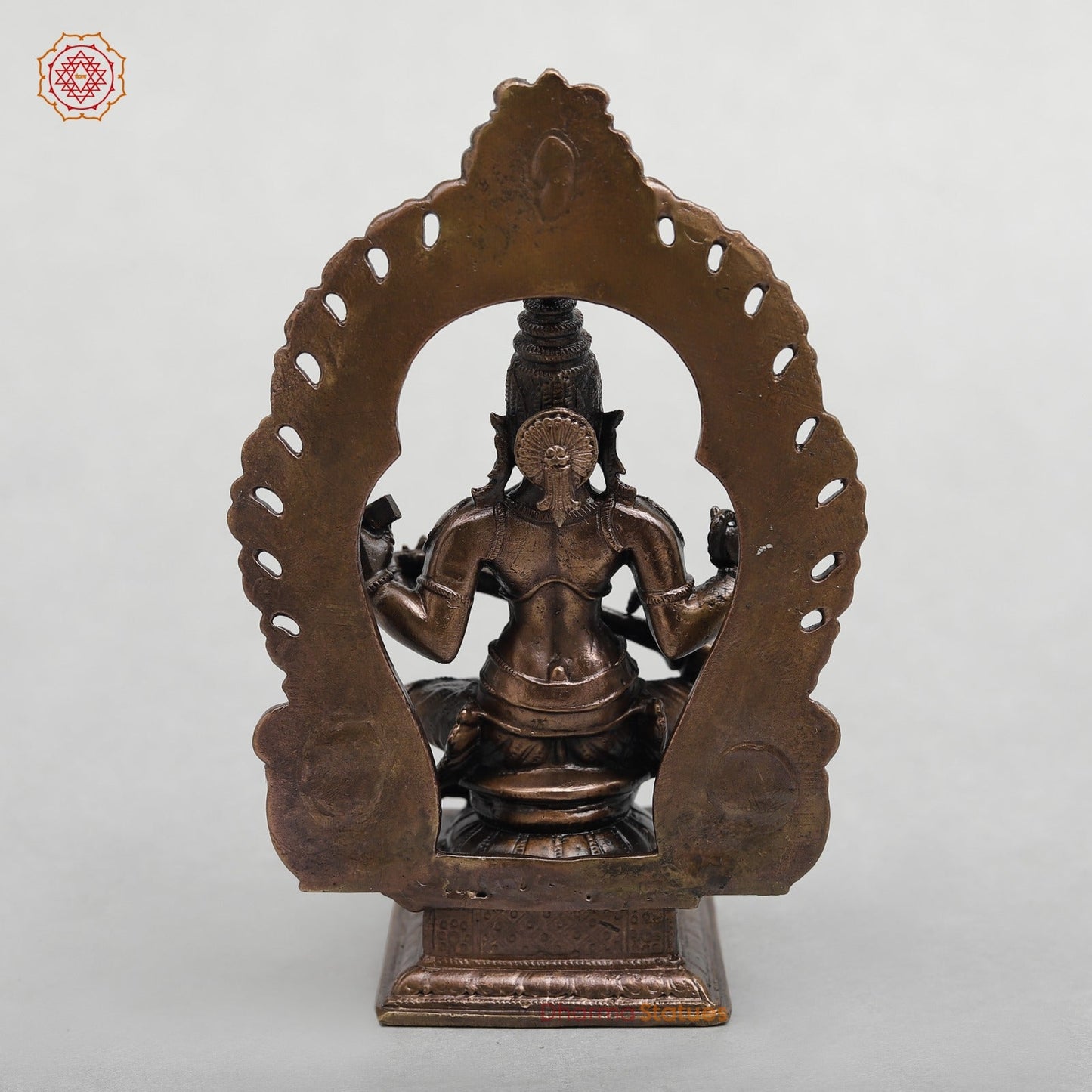 Copper Saraswati Seated With Arch 5.5”