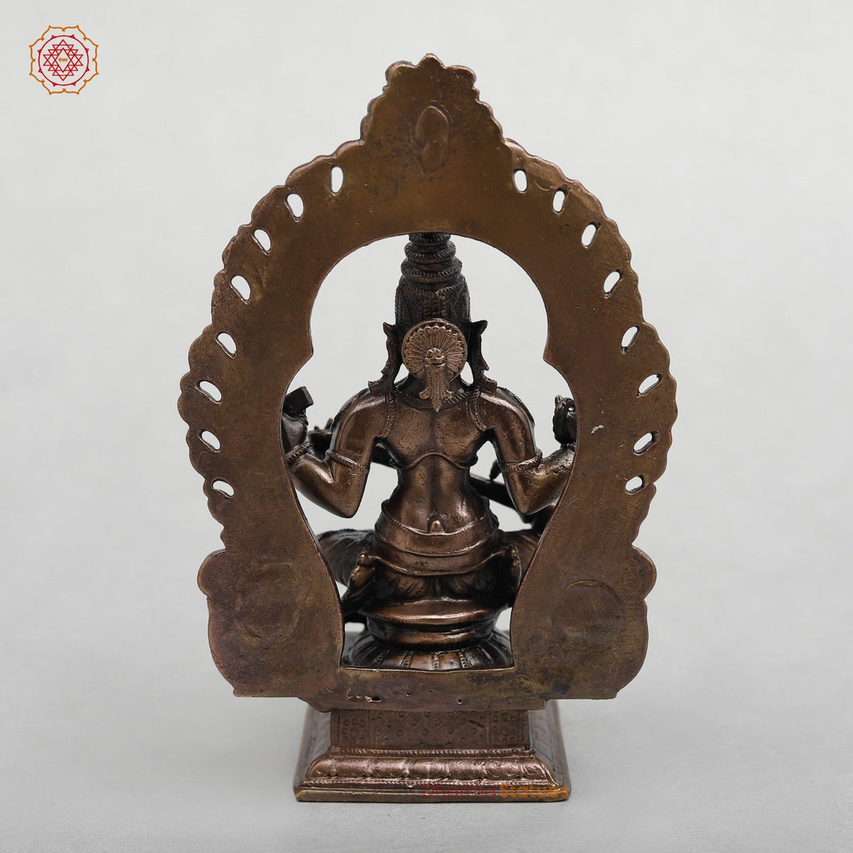 Copper Saraswati Seated With Arch 5.5”