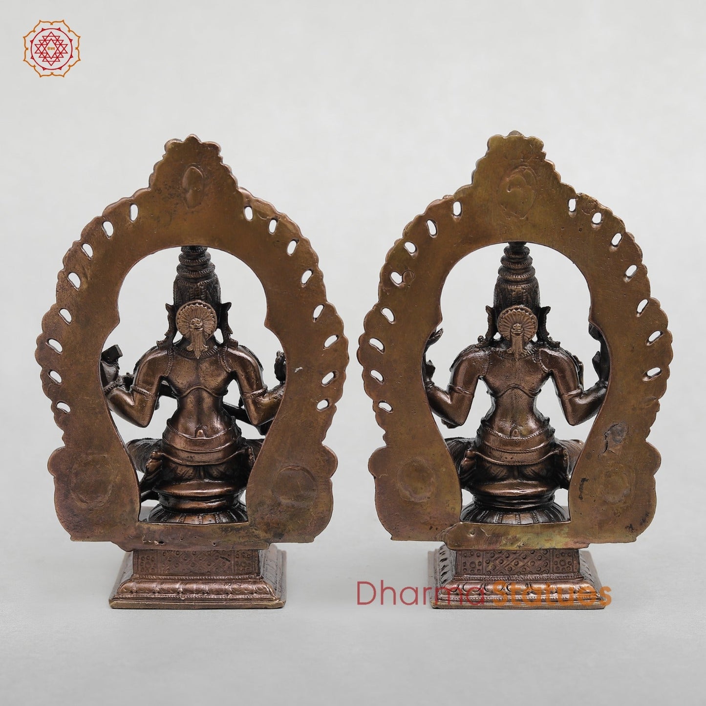 Copper Lakshmi Saraswati with Arch Seated fine 5.5"
