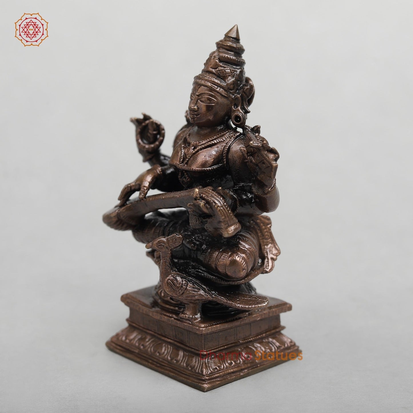 Copper Saraswati Seated Fine 3.5”