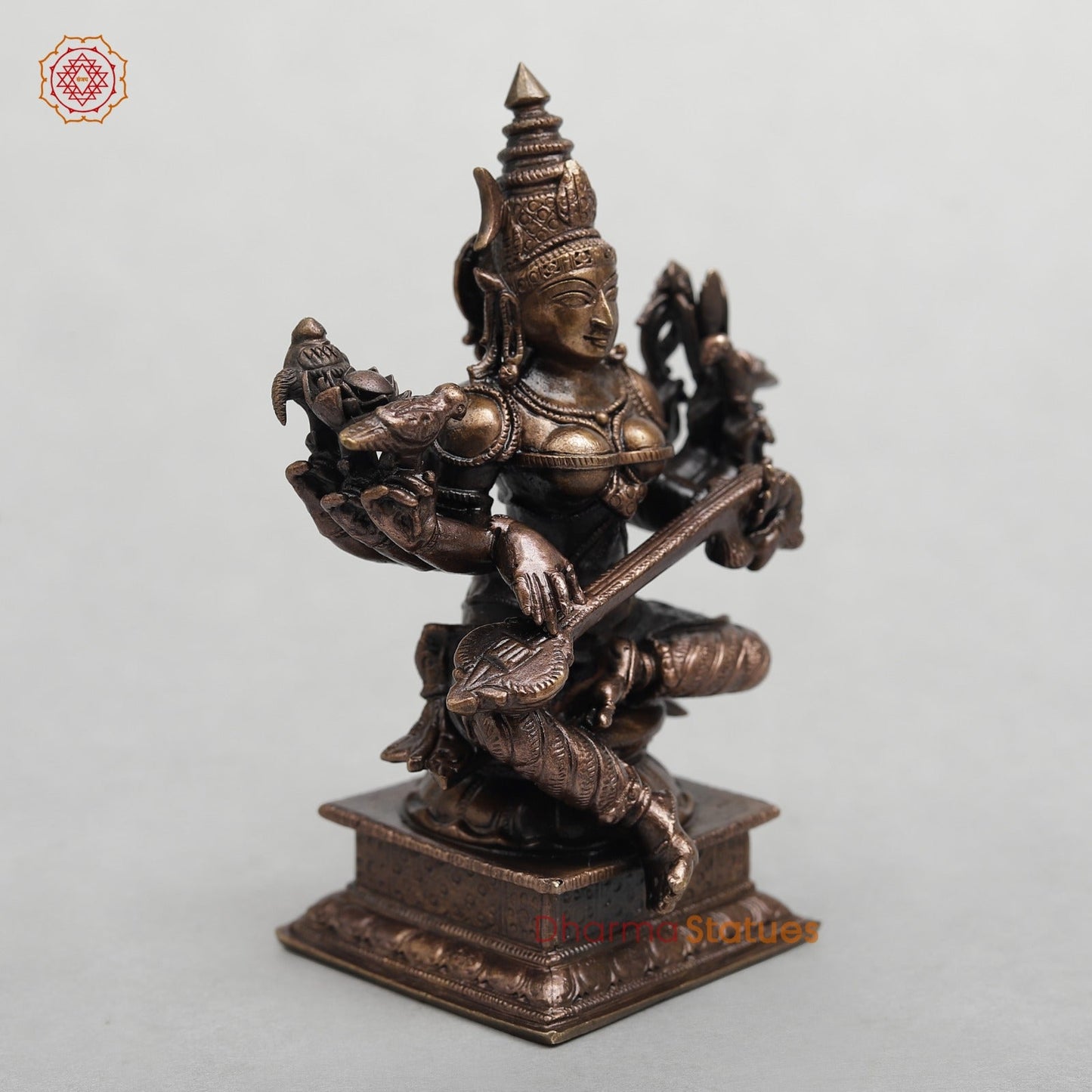 Copper Saraswati Seated Fine 4.5”