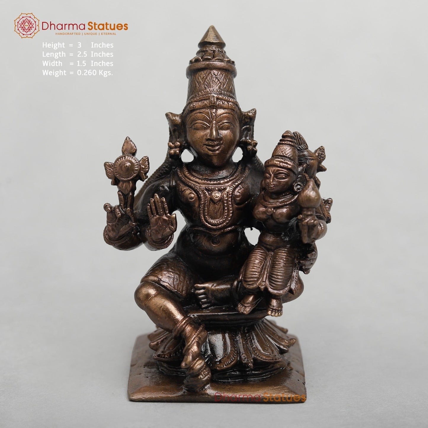Copper Shiva Parwati Seated Fine 3”