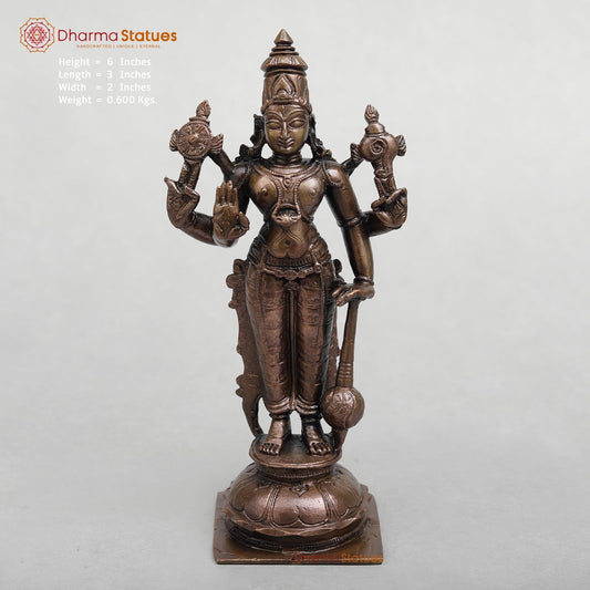 Copper Vishnu Standing Fine 6”