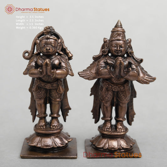 Copper Divine set Of Hanuman and Garuda 3.5”