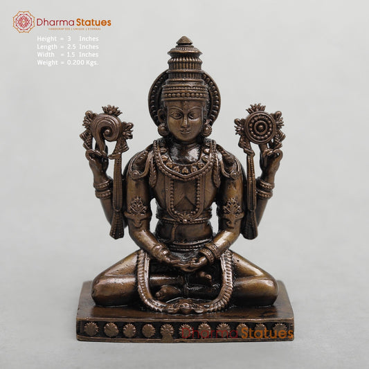 Copper Vishnu Seated Fine 3”