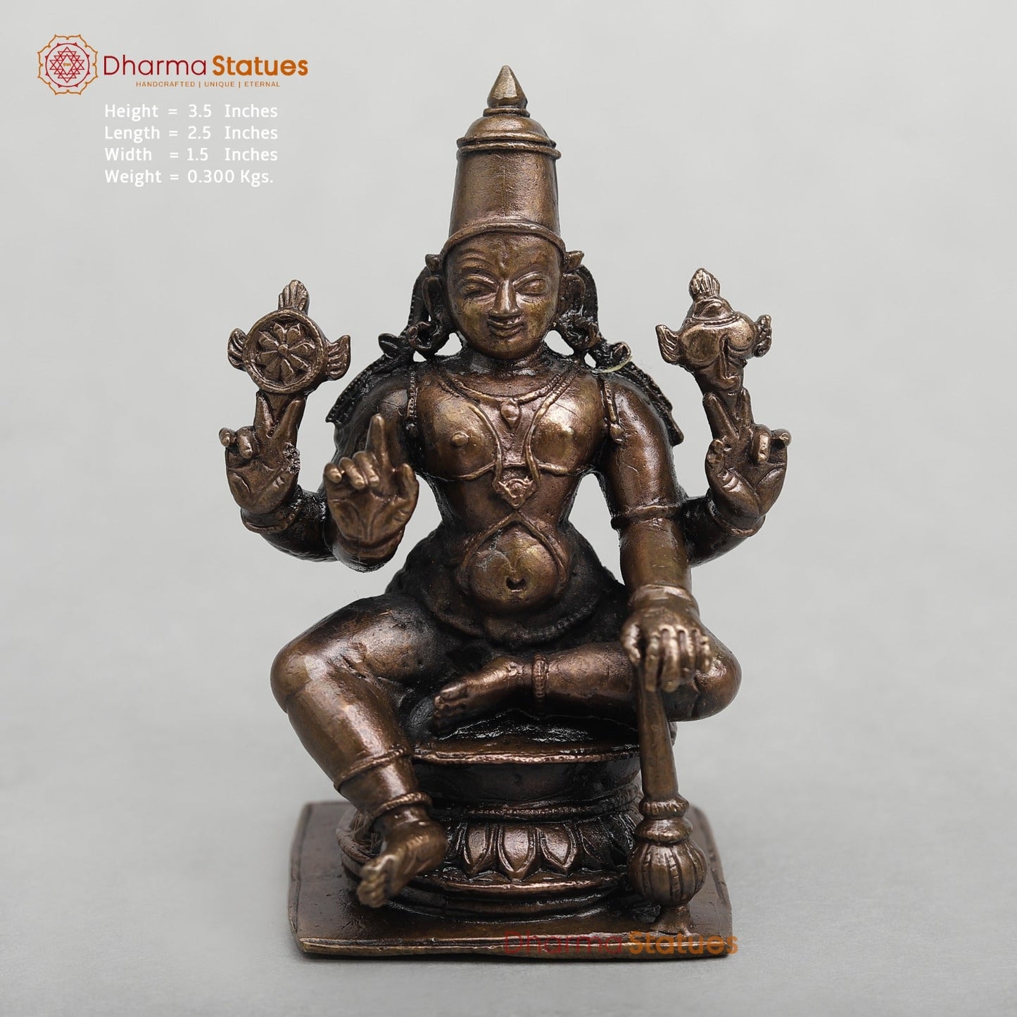 Copper Vishnu Seated fine 3.5”