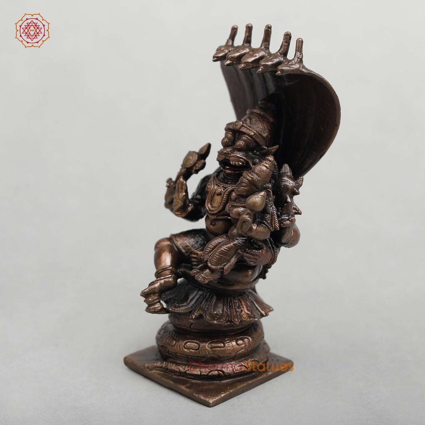 Copper Narsimha Lakshmi with snake 4.5”