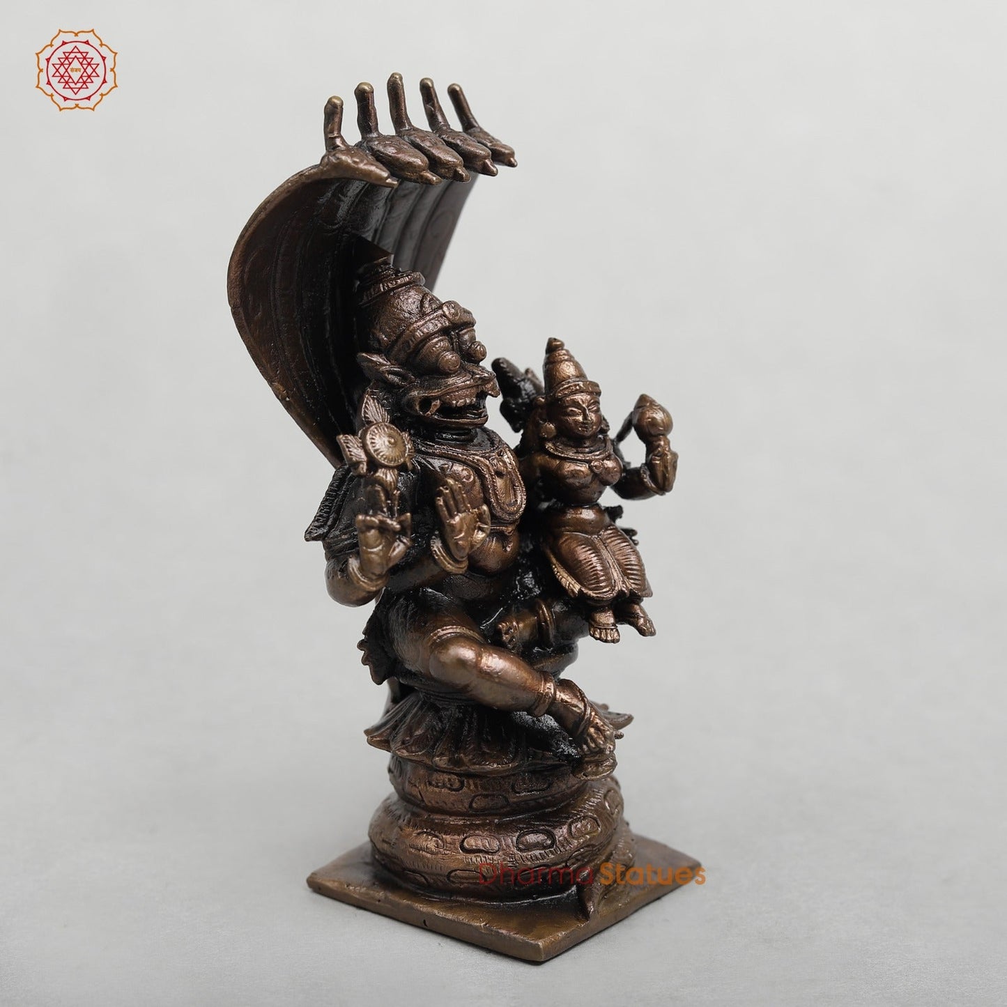 Copper Narsimha Lakshmi with snake 4.5”