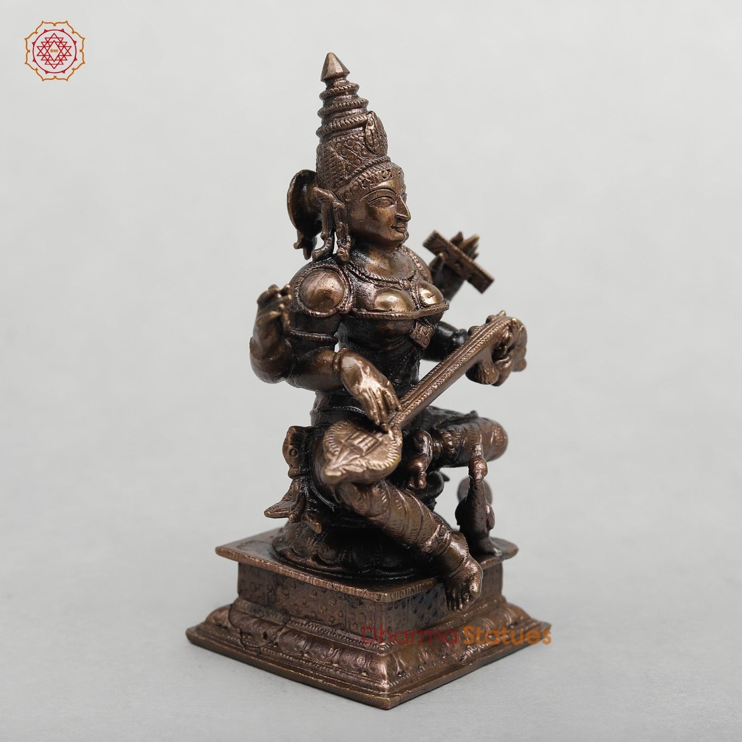 Copper Saraswati Seated Fine 4.5”